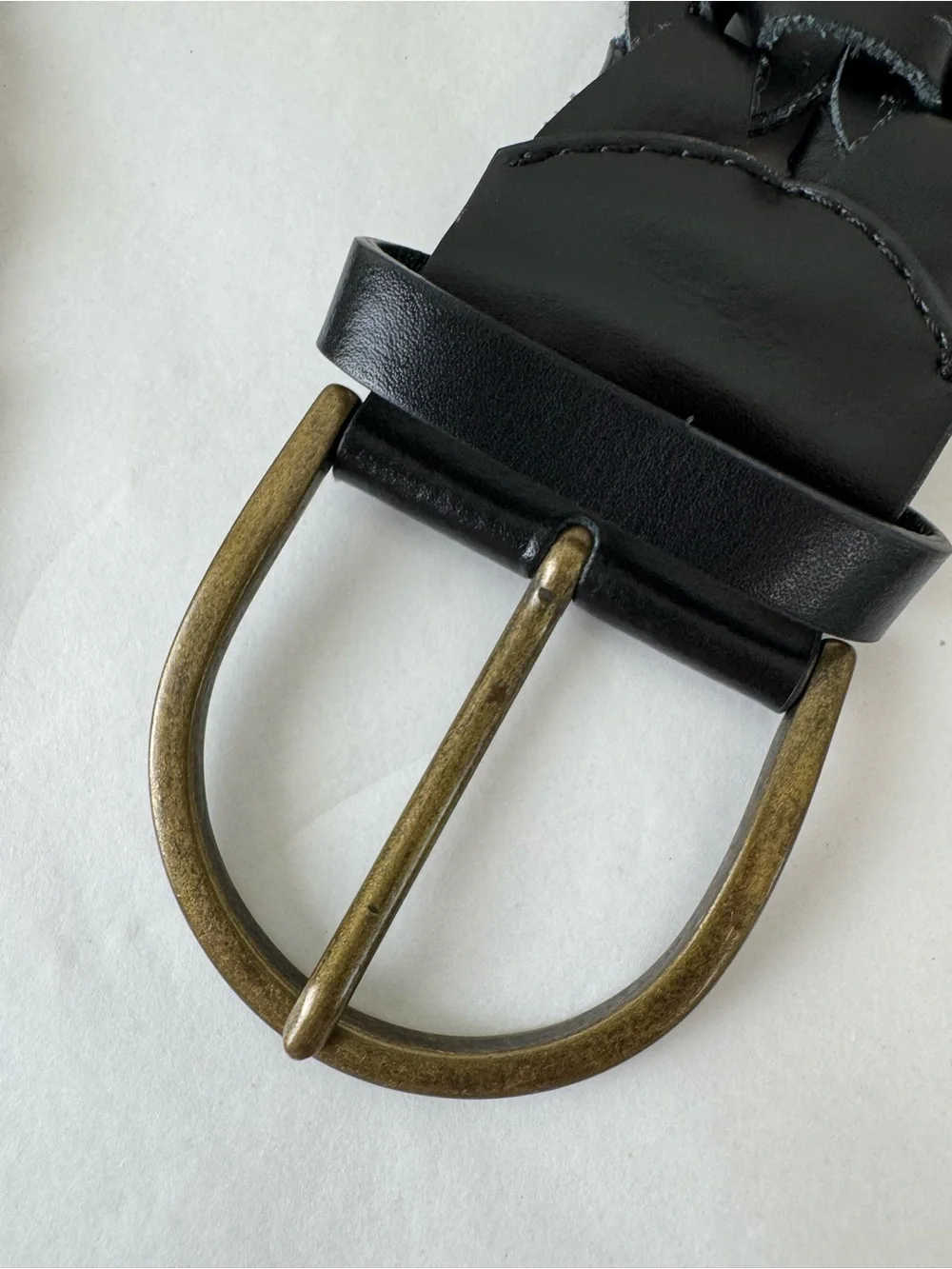 Marella Max Mara Woven Leather Belt Black XS Antique Brass